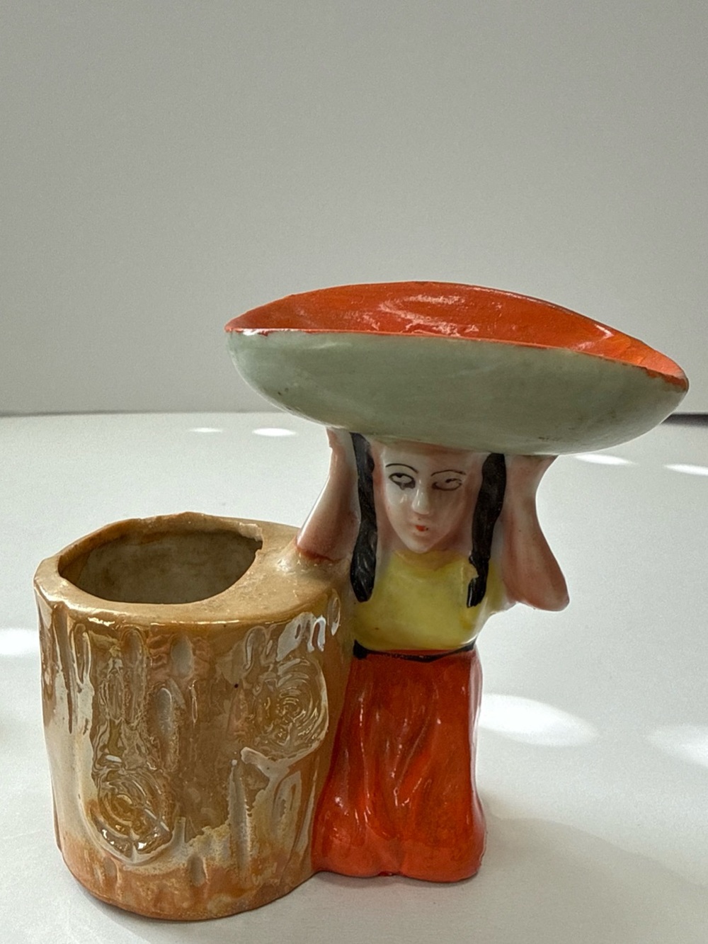 Handcrafted Ceramic Girl Planter hand painted Mexican girl planter